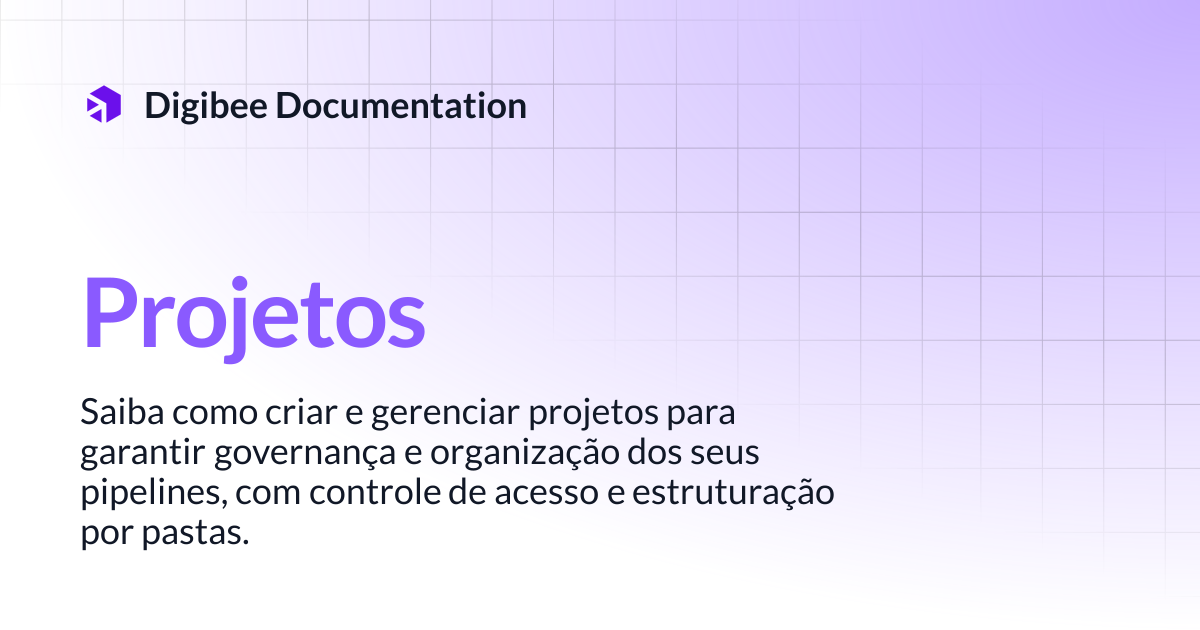 Projetos | Developer Guide | Digibee Documentation