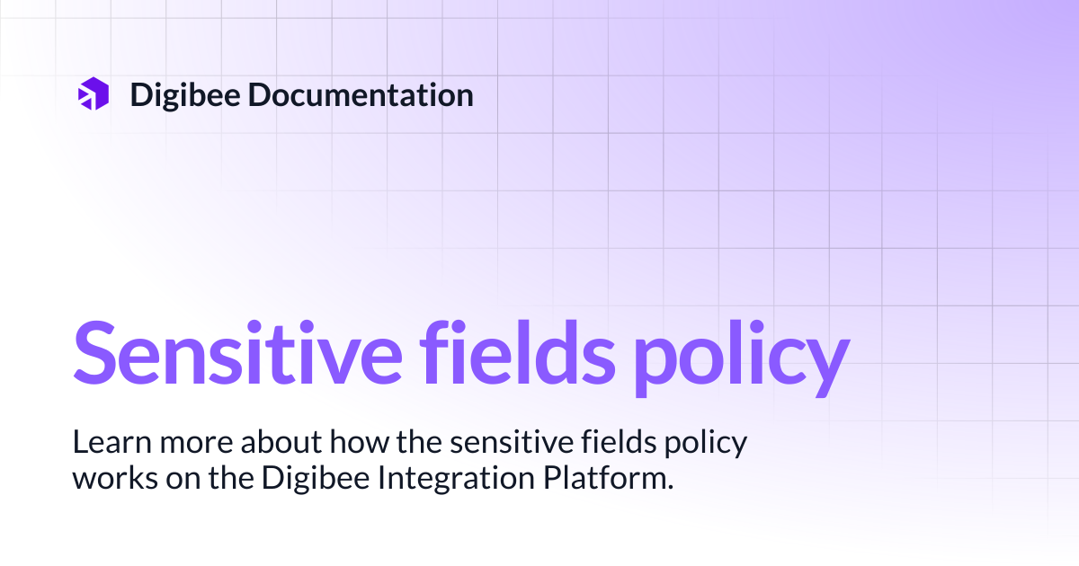 Sensitive fields policy | Developer Guide | Digibee Documentation