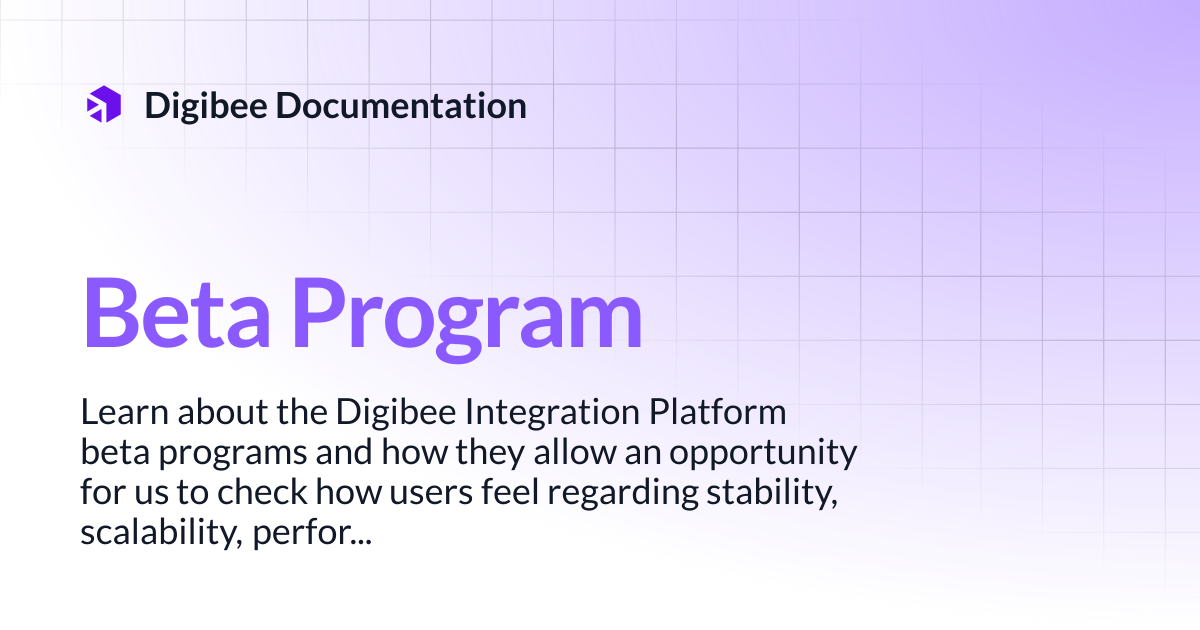 Beta Program | Developer Guide | Digibee Documentation