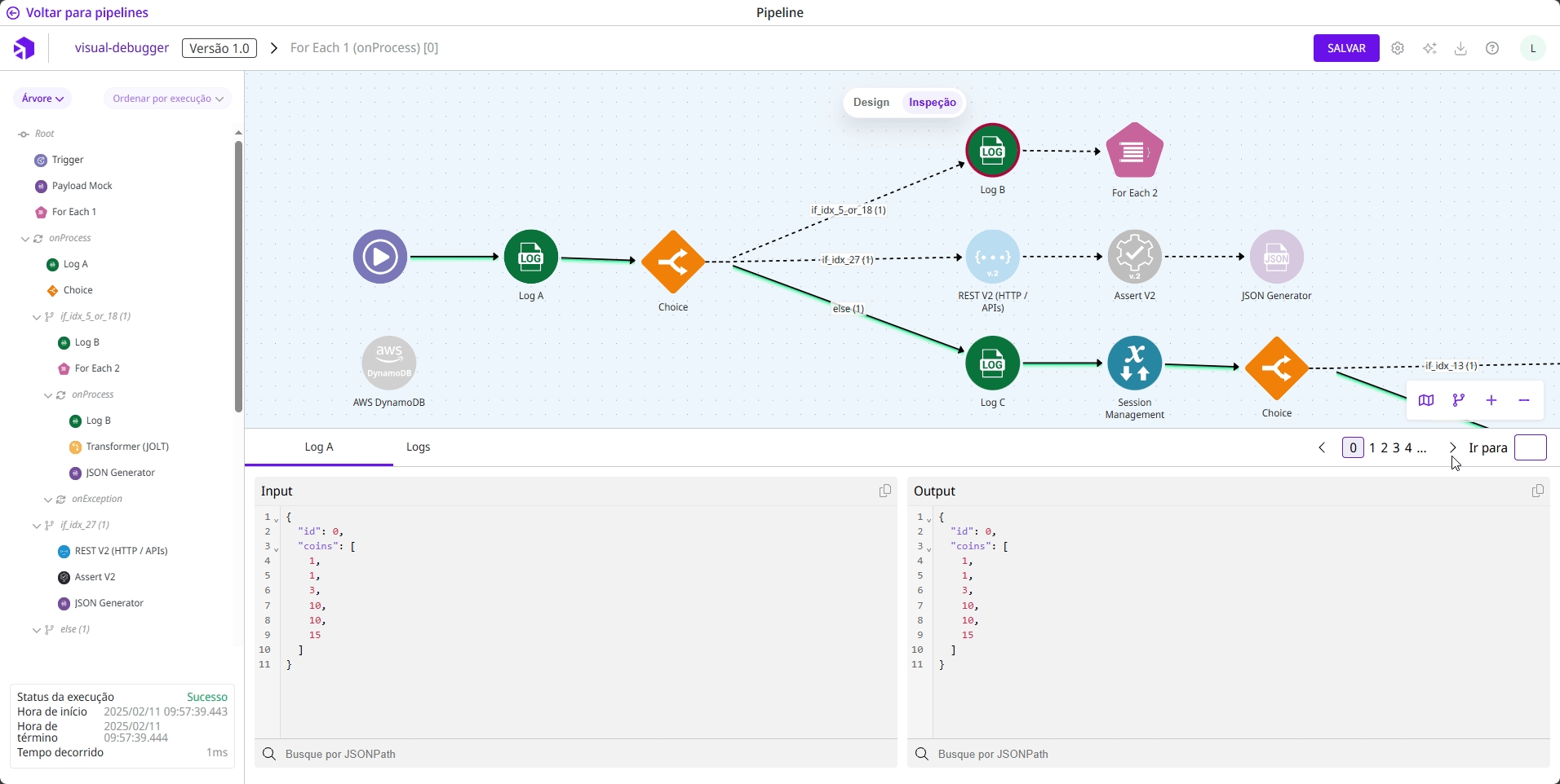 Navegação no menu com setas, paginação de índices, e campo "Ir para".